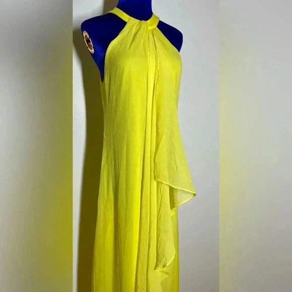 Meghan LA | Aphrodite Halter Maxi Dress | Chiffon Vivid Yellow | Women’s S - Picture 1 of 10